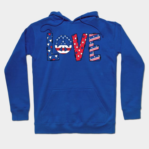 Peace and Love 4th of July cliparts  illustration Hoodie by RubyCollection